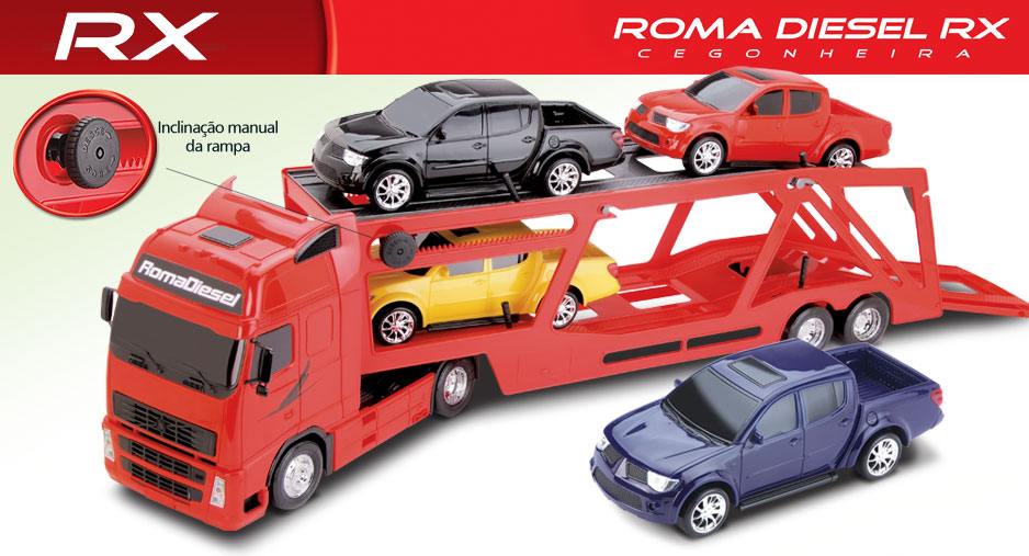 Caminho Carreta Cegonheira Roma Diesel Rx - Roma - 1308 Vermelho 92 Cm