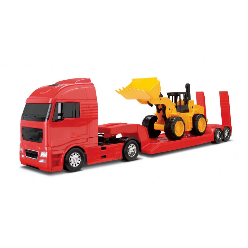 Caminhao Carreta Com Carregadeira - Roma - 1322 Diamond Truck 62.5Cm Vermelho