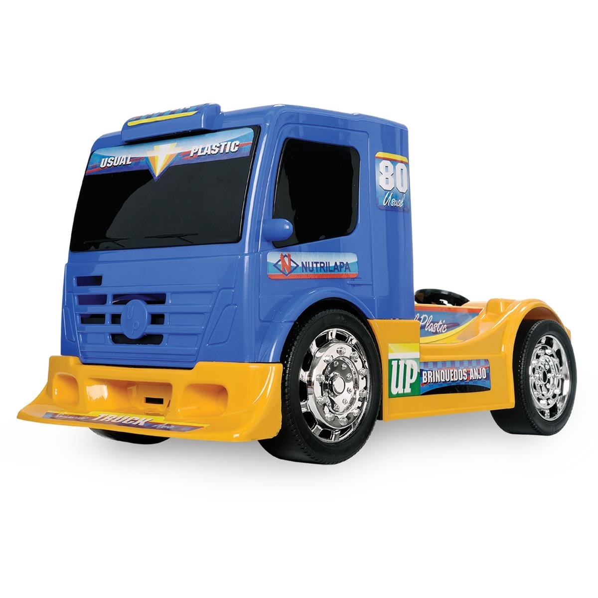 Caminhao Truck Adventure Frico - Usual Plastic - 105 Cabine Azul Chassi Amarelo