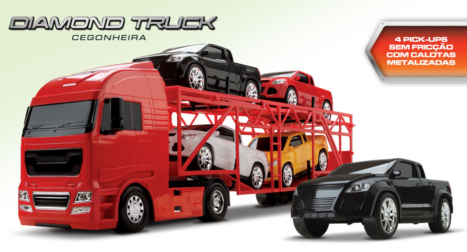 Caminho Carreta Cegonheira Diamond Truck - Roma - 1321 Vermelho Calota Metalizadas 74Cm